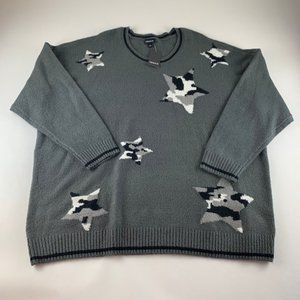 Gray Star Pattern Women Sweater